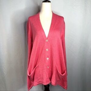 J Jill cotton blend salmon pink v neck cardigan SP